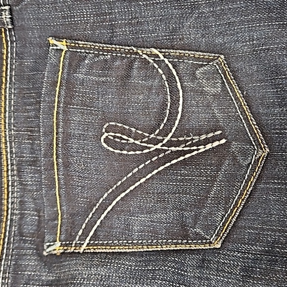 💕KITSON💕 Y2K Play Me Denim Mini Skirt ~ Dark Blue Wash 30 - Picture 4 of 12